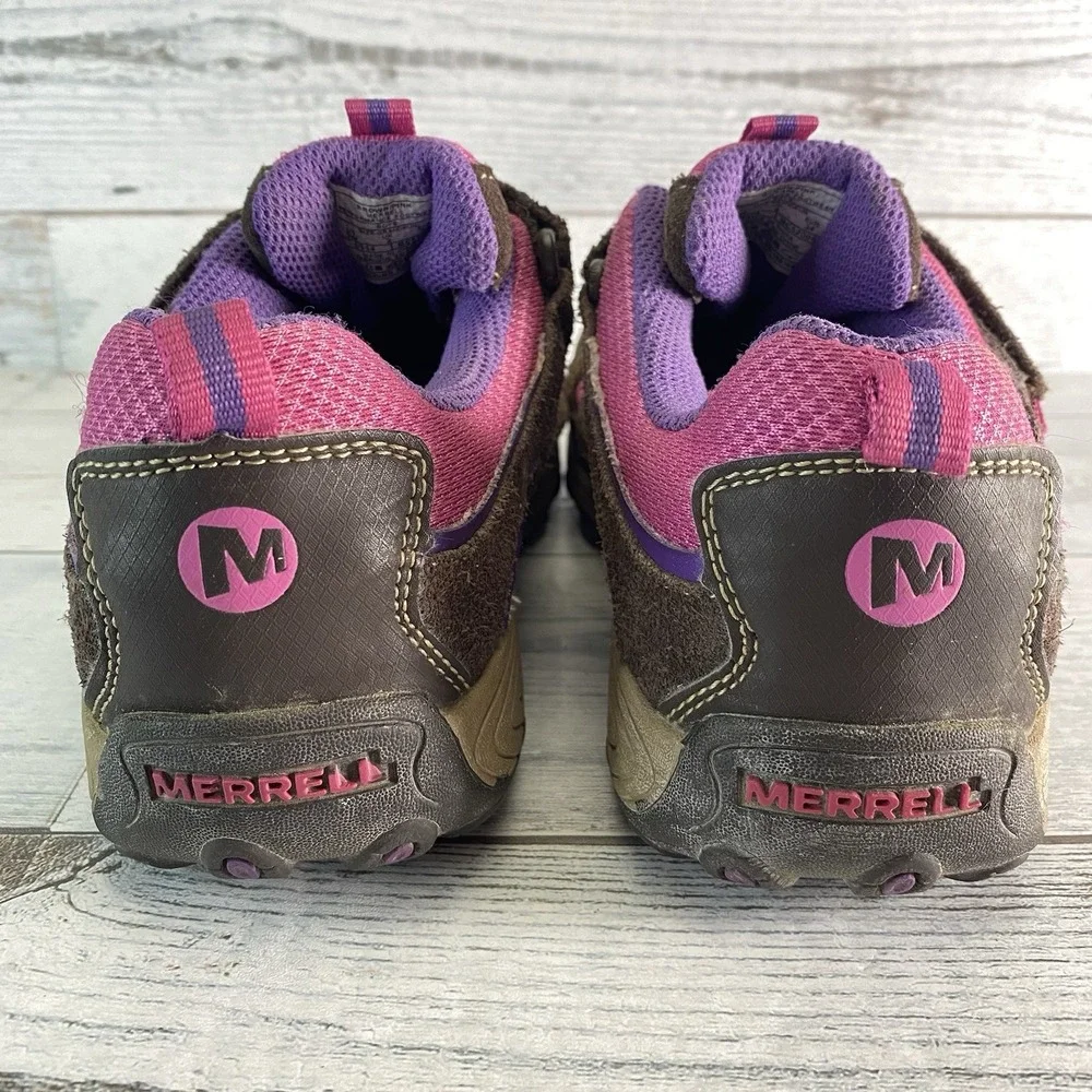MERRELL Shoes Boys 3W Brown Pink Hiking Outdoor Performance Footwear Sneakers